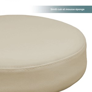 Tabouret rond à roulettes - blanc