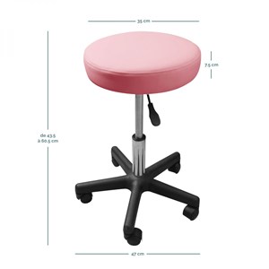 Tabouret rond à roulettes - rose