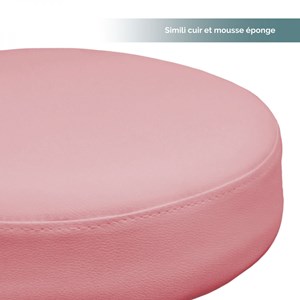 Tabouret rond à roulettes - rose