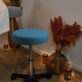 Tabouret rond à roulettes - bleu