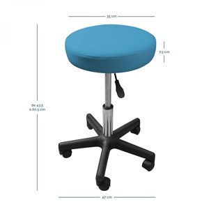 Tabouret rond à roulettes - bleu