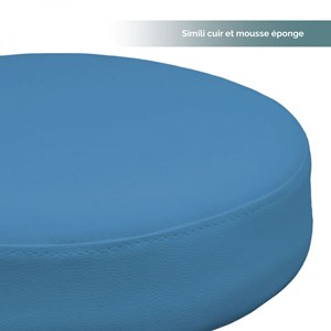 Tabouret rond à roulettes - bleu
