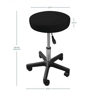 Tabouret rond à roulettes - noir