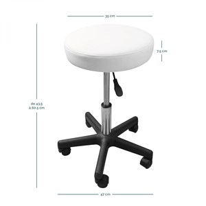 Tabouret rond à roulettes - blanc