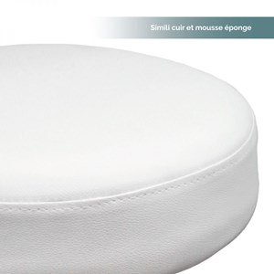 Tabouret rond à roulettes - blanc