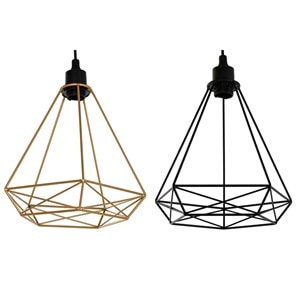 Suspension home esprit noir doré métal