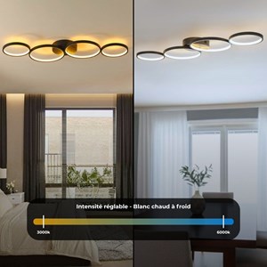 Plafonnier ring led - noir - dimmable