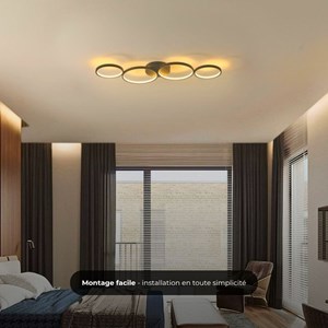 Plafonnier ring led - noir - dimmable