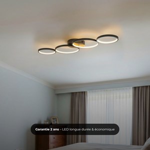 Plafonnier ring led - noir - dimmable