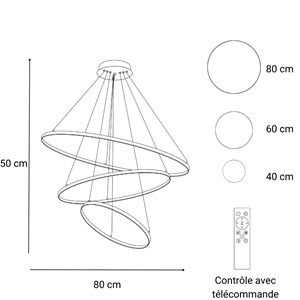 Lustre d'intérieur waves - noir dimmable