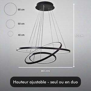 Suspension  led - inoleds - waves noir - dimmable