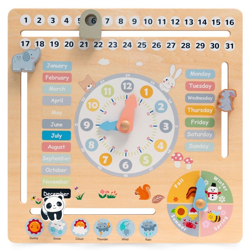 Jouet éducatif bois, calendrier anglais