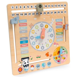 Jouet éducatif bois, calendrier anglais