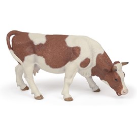Figurine vache simmental broutant