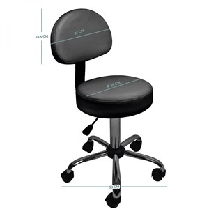 Tabouret rond à roulettes - noir