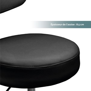 Tabouret rond à roulettes - noir