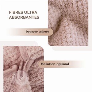 Lot de 3 serviettes microfibres turban 