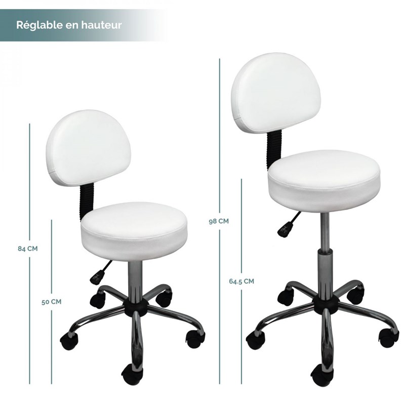 Tabouret rond à roulettes (Vivezen) - Image 1