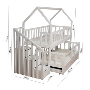 Lit gigogne cabane 80x180cm et 80x160cm