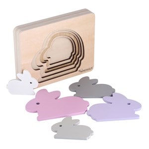 Puzzle animal lapin en bois Rose