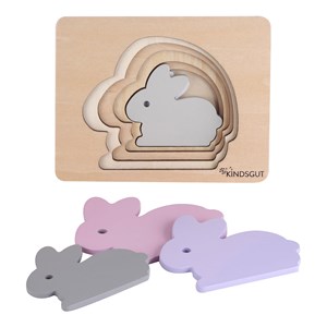Puzzle animal lapin en bois Rose