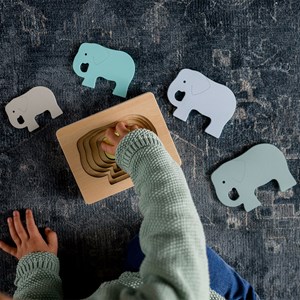 Puzzle animal éléphant en bois Vert