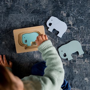 Puzzle animal éléphant en bois Vert