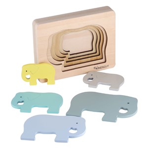Puzzle animal éléphant en bois Vert