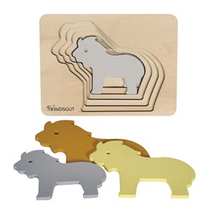 Puzzle animal lion en bois Jaune