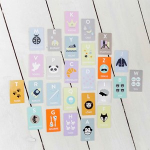 Jeu éducatif cartes alphabet en bois Rose