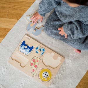 Puzzle à encastrer safari en bois Jaune