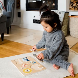 Puzzle à encastrer safari en bois Jaune