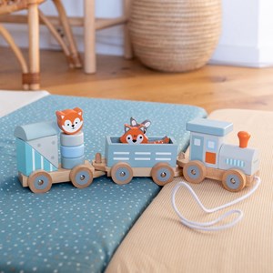 Petit train rayé animaux du zoo Gris