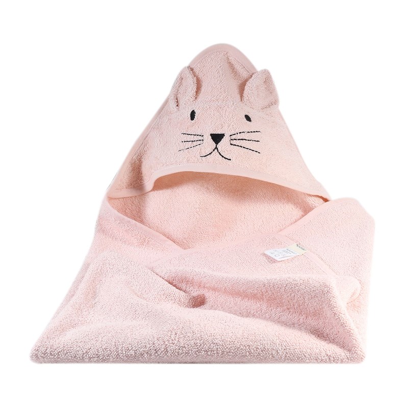 Cape de bain chat rose pâle