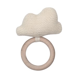 Hochet crocheté anneau en bois nuage