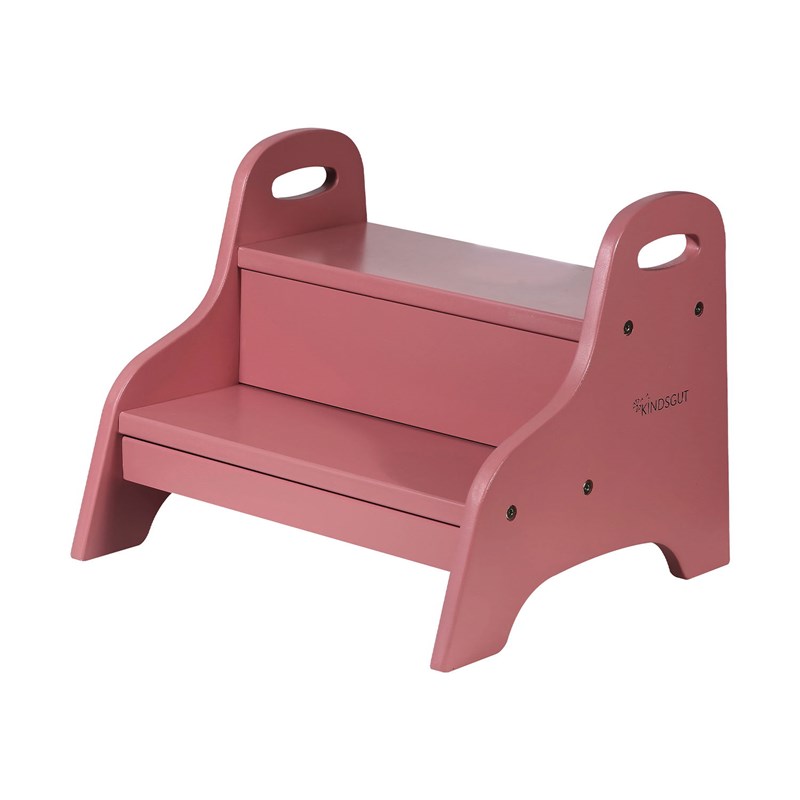 Marchepied enfant en bois rose foncé
