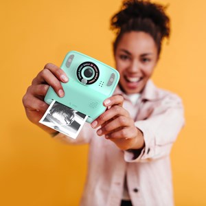 Appareil photo avec impression pixiprint turquoise enfant - mob