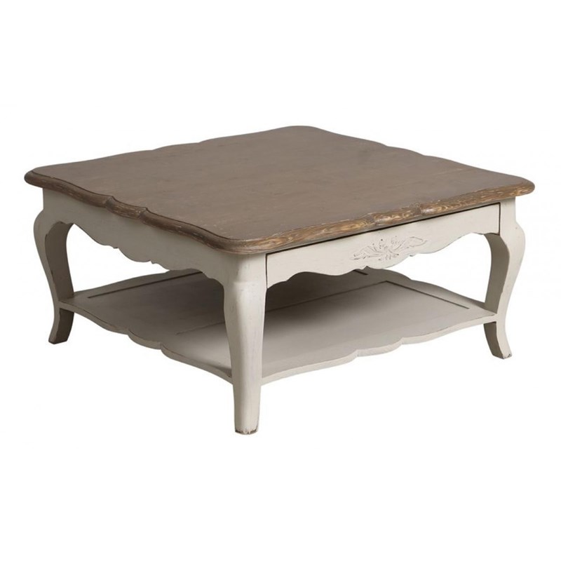 Table basse carrée avec rangement bois