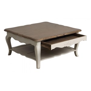 Table basse carrée avec rangement bois