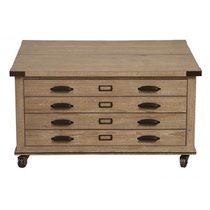Table basse coffre bois beige -