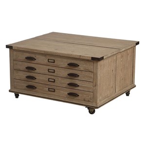 Table basse coffre bois beige -