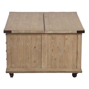 Table basse coffre bois beige -