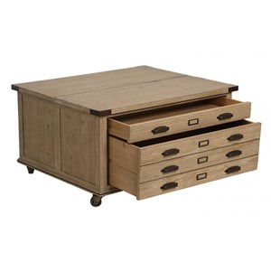 Table basse coffre bois beige -