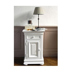 Table de chevet 1 porte mdf blanc -