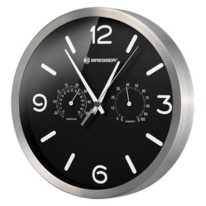 Bresser mytime dcf thermo- hygro- horloge murale 25cm noir 8020315cm3000