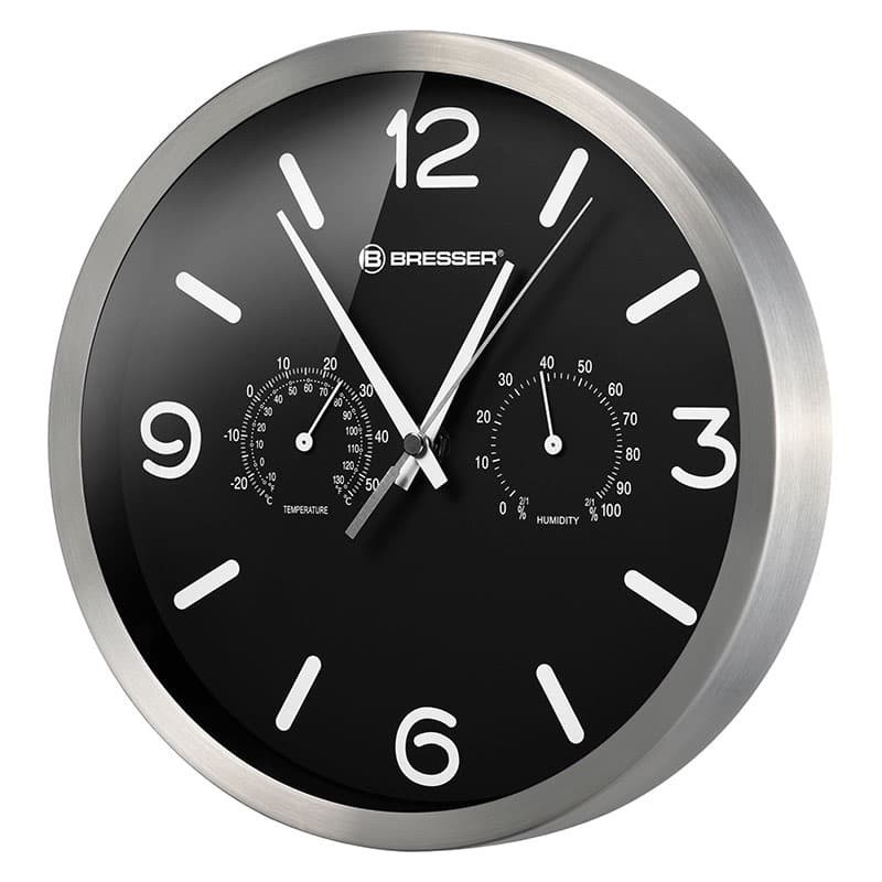 Bresser mytime dcf thermo- hygro- horloge murale 25cm noir 8020315cm3000