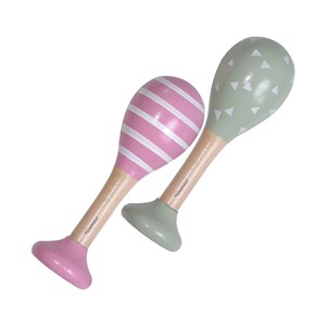 Hochets en bois triangles et rayures