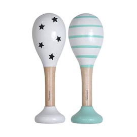 Hochets en bois étoiles et rayures