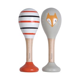 Hochets en bois renard et rayures
