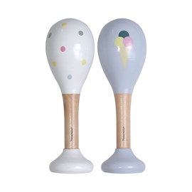 Hochets en bois glace et pois